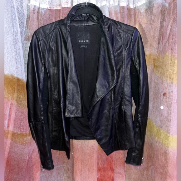 Trouvé Draped Collar Leather Jacket 🌵xs - Picture 12 of 16